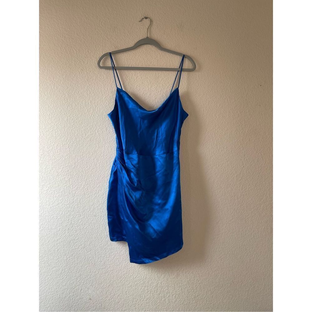 NWT Zara women’s cobalt blue draped mini dress size large